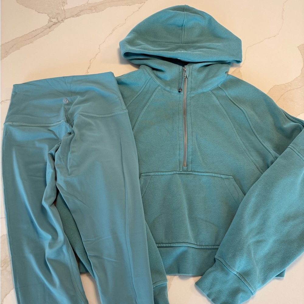 Lululemon Teal Scuba Hoodie & Align Legging Set